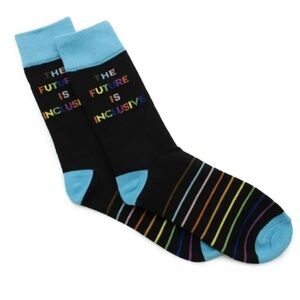 NWT The Future is Inclusive Rainbow Gay Pride Apparel Socks 1 Pair Crew Length